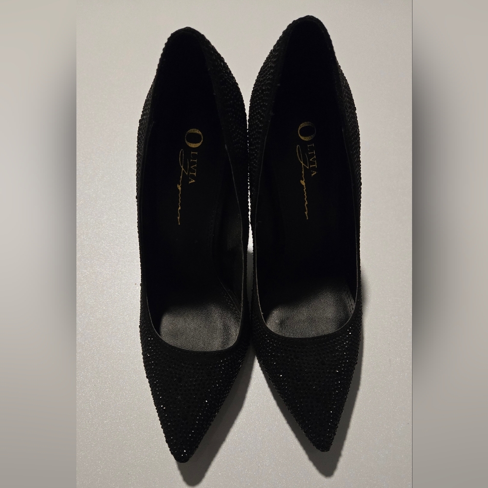 Black Rhinestone Heels Size 7 - Picture 5 of 5